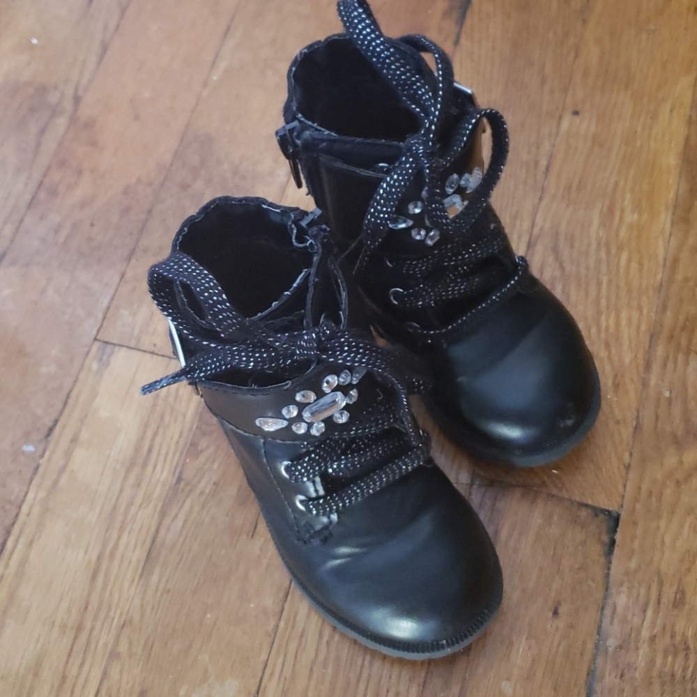 Baby Girl Black Boots with Jewels